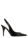 Valentino Vlogo 100 Embellished Patent-leather Slingback Pumps In Black