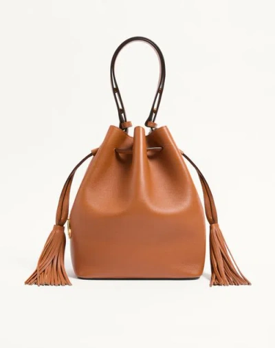 Valentino Garavani So Seau Medium Leather Bucket Bag Woman Almond Uni In Brown