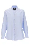 Valentino Cotton Shirt With Striped Pattern And Embroidered Motif In Blue