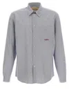 Valentino Garavani Striped Shirt Shirt And Blouse Light Blue In Gray