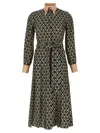 Valentino Embellished Belted Printed Silk-twill Midi Shirt Dress