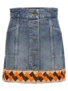 Valentino Garavani Denim Mini Skirt With Jacquard Trim