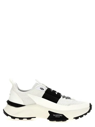Valentino Garavani Two-tone Fabric And Mesh True Act Sneakers In White