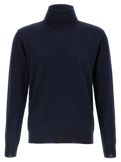 Valentino Blue Vg Embroidery Sweater
