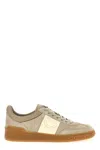 Valentino Suede High-top Sneakers Contrast Panel In Neutral