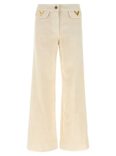 Valentino Garavani  Garavani 'v' Detail Jeans In Neutral
