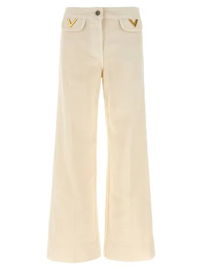 Valentino Garavani  Garavani 'v' Detail Jeans In Neutral