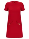 Valentino Womens Paris Pocket-front Short-sleeve Wool-blend Midi Dress In Red