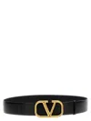 Valentino Garavani Elegant Black Leather Belt With Gold Buckle 30 Mm Men