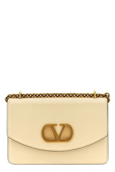 Valentino Garavani Vain Small Shoulder Bag In Shiny Calfskin Woman Butter Uni In Neutral