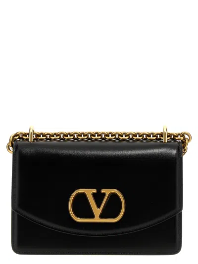 Valentino Garavani Small Leather Shoulder Bag With Adjustable Chain-link Strap In Black