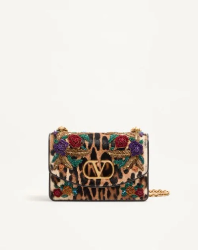 Valentino Garavani Vain Shoulder Bag In Embroidered Pony-effect Kidskin Leather W In Multi