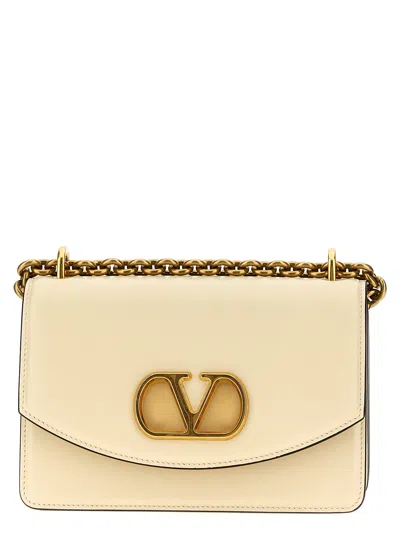 Valentino Garavani Vain Small Shoulder Bag In Shiny Calfskin Woman Butter Uni In Neutral
