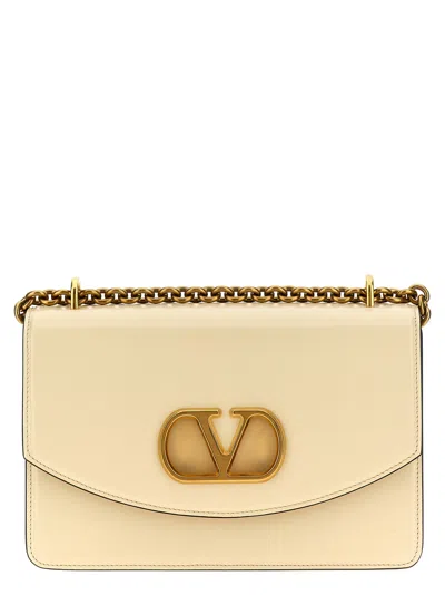 Valentino Garavani Vain Small Shoulder Bag In Shiny Calfskin Woman Butter Uni In Neutral
