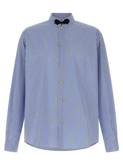 Valentino Long-sleeved Striped Cotton Shirt With Toggle In Multi