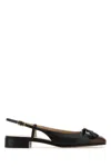 Valentino Valet Du Roi Leather Slingback Ballerina Flat In Black