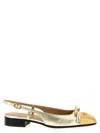 Valentino Valet Du Roi Vlogo Metallic Leather Slingback Ballerina Flats In Gold