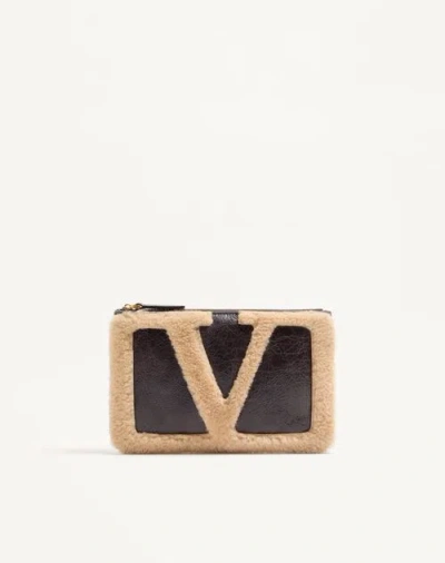 Valentino Garavani Viva Superstar Sheepskin Pouch Woman Brown/beige Uni