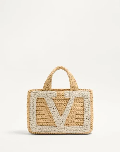 VALENTINO GARAVANI VALENTINO GARAVANI VALENTINO GARAVANI VIVA SUPERSTAR SMALL SHOPPING BAG IN RAFFIA WOMAN NATURAL/BUTT
