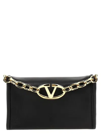 Valentino Garavani 'v Logo Chain' Clutch Bag In Black