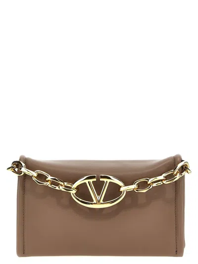 Valentino Garavani 'vlogo Chain' Clutch Bag In Brown
