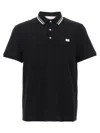 Valentino Garavani Black Polo Shirt With Classic Bicolor Collar And Logo Patch On The Front In Cotto