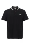 Valentino Garavani Black Polo Shirt With Classic Bicolor Collar And Logo Patch On The Front In Cotto