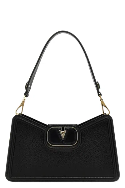 Valentino Garavani V Plaque Double Top Handle Tote In Black