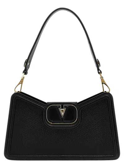 Valentino Garavani V Plaque Double Top Handle Tote In Black