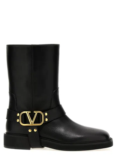 Valentino Garavani Valentino Vlogo Signature Leather Boot In Black