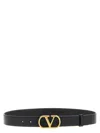 Valentino Garavani Vlogo Signature Belt In Shiny Calfskin 30 Mm Woman Black 100