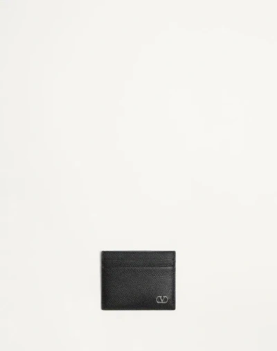 Valentino Garavani Vlogo Signature Cardholder In Grainy Calfskin In Black