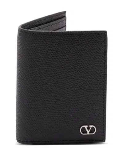 Valentino Garavani Vlogo Signature Cardholder In Grainy Calfskin In Blue