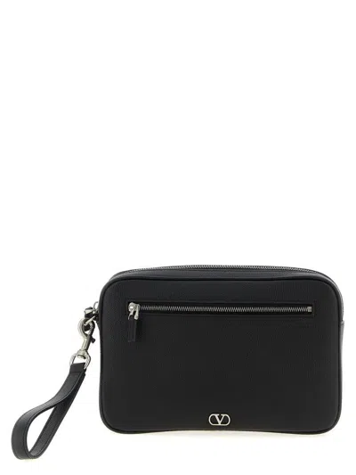 Valentino Garavani Vlogo Signature Clutch Bag In Black
