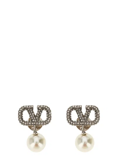Valentino Garavani Vlogo Signature Earrings In Metallic