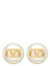 Valentino Signature Pearl Earrings Gold Hardware In White
