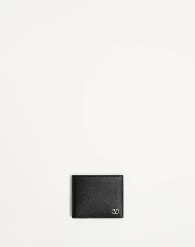 Valentino Garavani Vlogo Signature Grainy Calfskin Wallet In Black