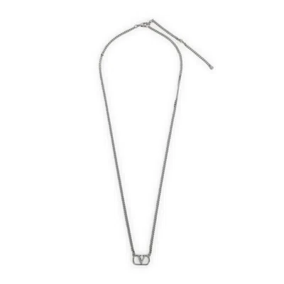 Valentino Garavani Vlogo Signature Metal Necklace In Silver