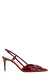 Valentino Patent Leather Slingback Pumps With Stiletto Heel In Burgundy