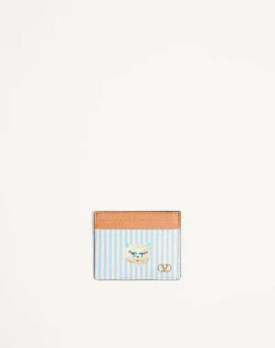 Valentino Garavani Vlogo Signature Wallet In Grainy Calfskin With Le Chat De La M