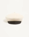 Valentino Garavani  Garavani Vlogo Signature Wool Beanie With Leather Visor Woman Ivory 58 In Neutral