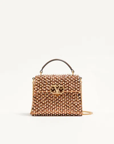 Valentino Garavani Vsling Embroidered Mini Handbag Woman Gold/tobacco Uni