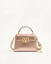 Valentino Garavani  Garavani Vsling Mini Handbag In Laminated Grainy Calfskin With Jewel Lo In Brown