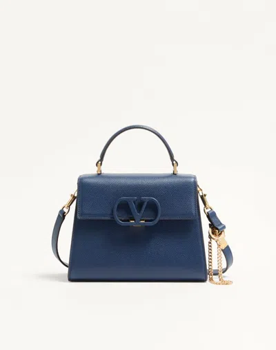 Valentino Garavani Vsling Small Handbag In Grainy Calfskin Woman Blue Uni
