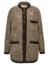 Valentino Crewneck Jacket Contrast Trim In Brown