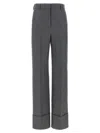 Valentino Garavani Wide-leg Virgin Wool Trousers With Maxi Turn-up In Black