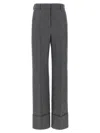 Valentino Garavani Wide-leg Virgin Wool Trousers With Maxi Turn-up In Black