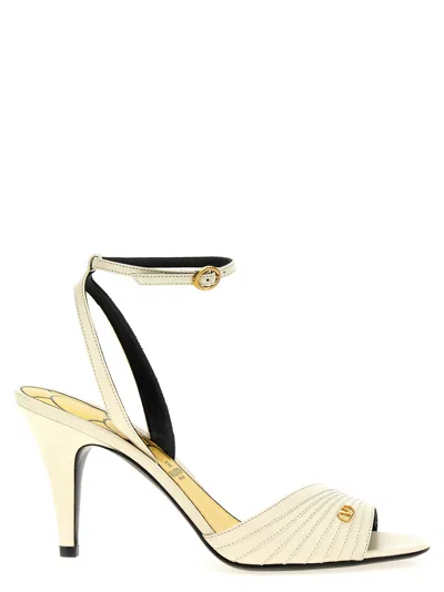 Valentino Garavani Ivory Leather Ladycrush Sandals In White