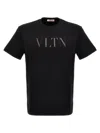 Valentino Cotton Crewneck T-shirt With Vltn Print In Black