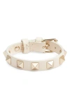 Valentino Garavani Valentino Rockstud Small Leather Bracelet In Light Ivory